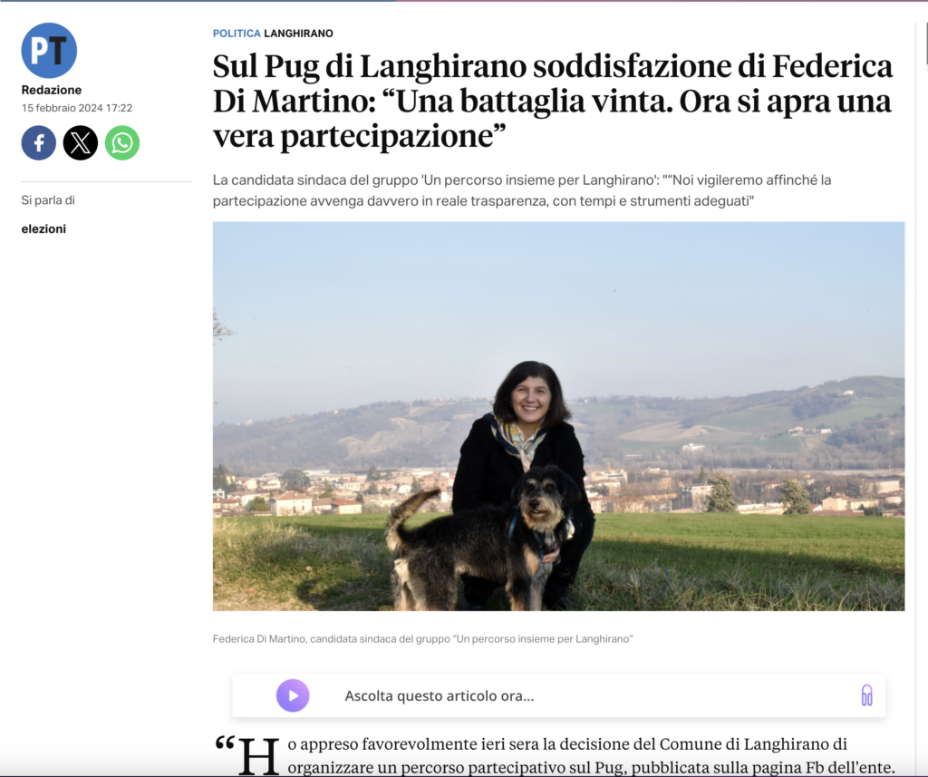 Parma Today, articolo sul PUG
