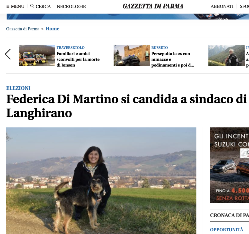 Gazzetta di Parma annuncio candidatura a sindaca Di Martino