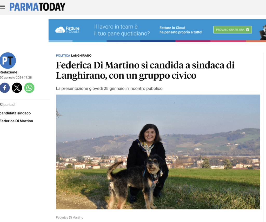 Parma Today - annuncio candidatura Di Martino a sindaca Langhirano